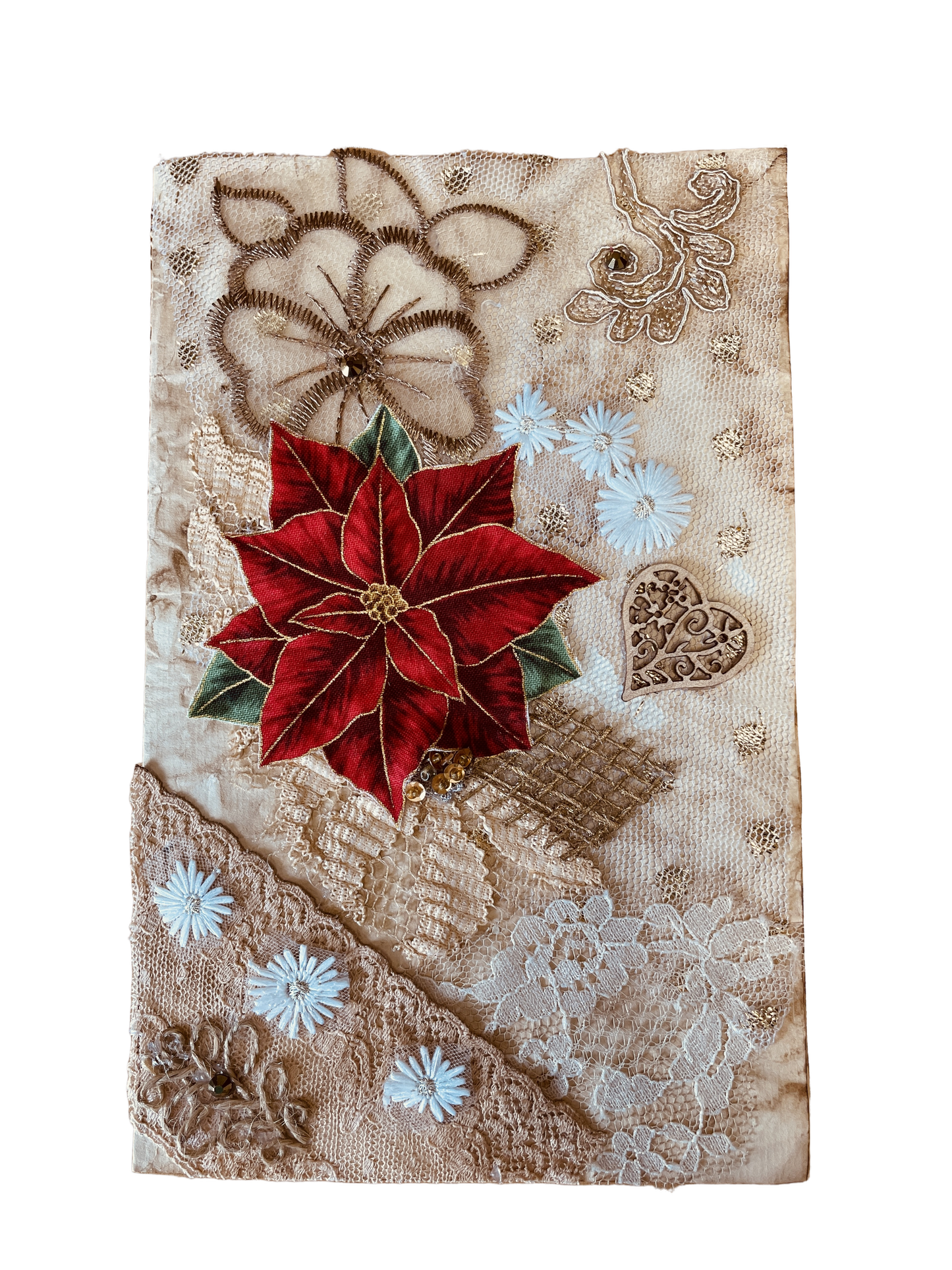 Carnet de pensées - Dentelle imprimée avec poinsettias