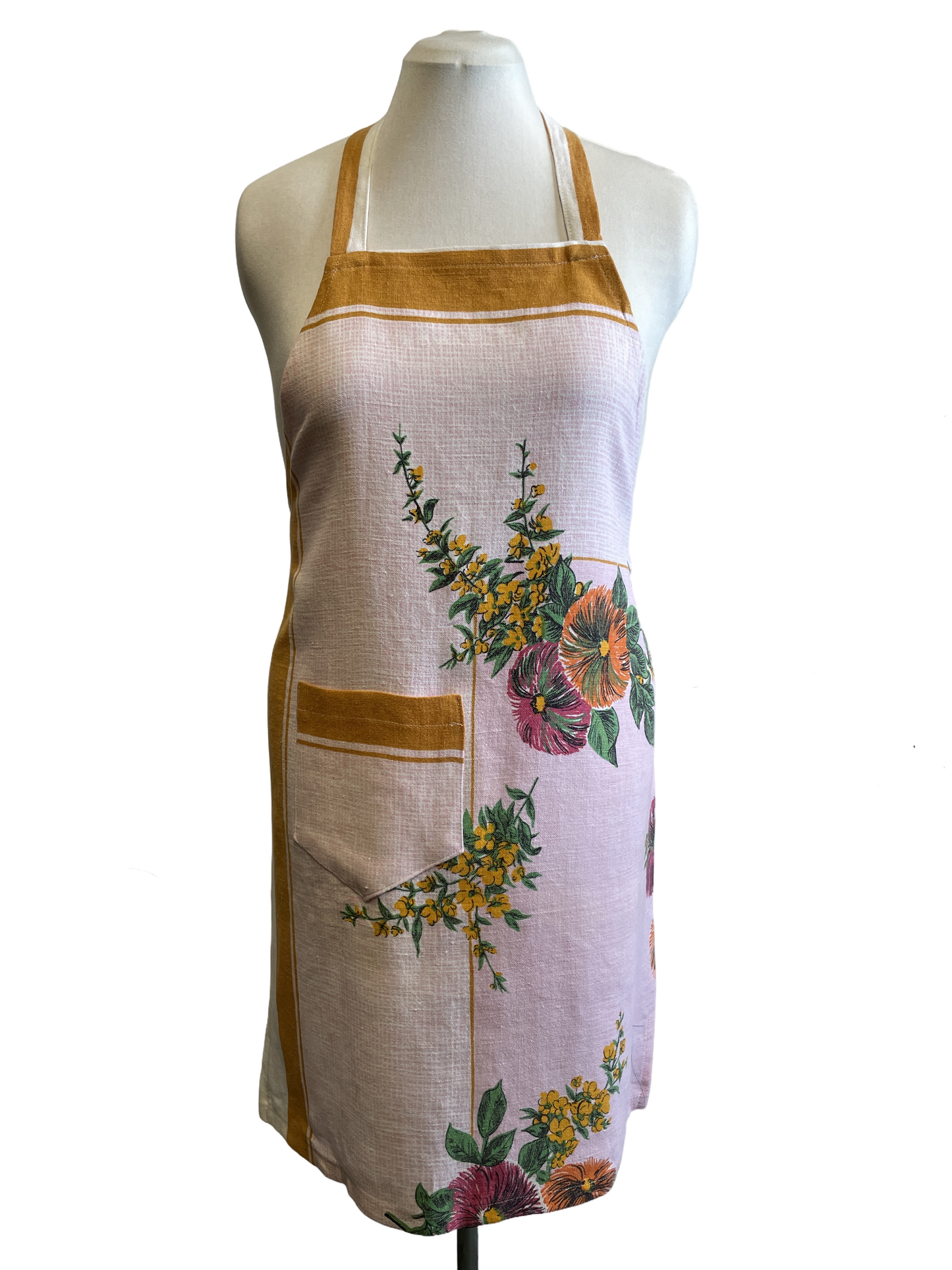 Tablier fleuri en lin