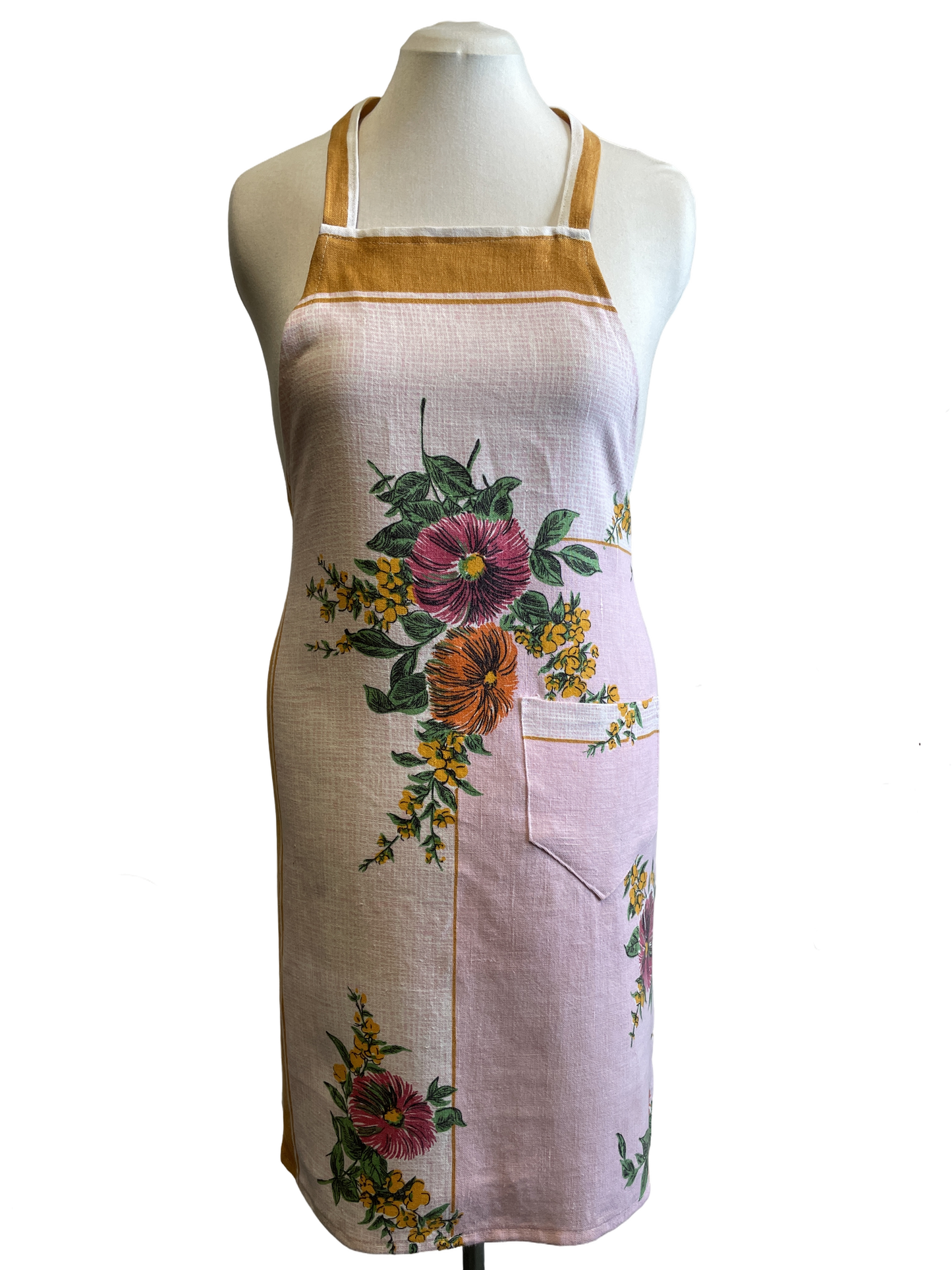 Tablier fleuri en lin