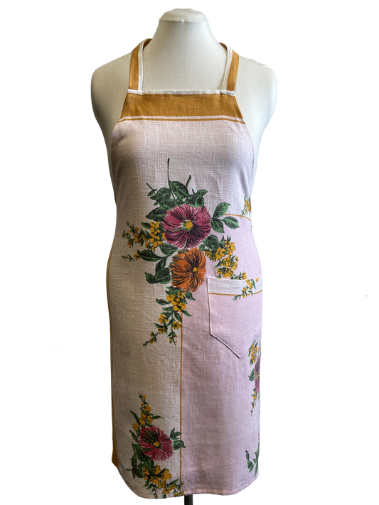 Tablier fleuri en lin
