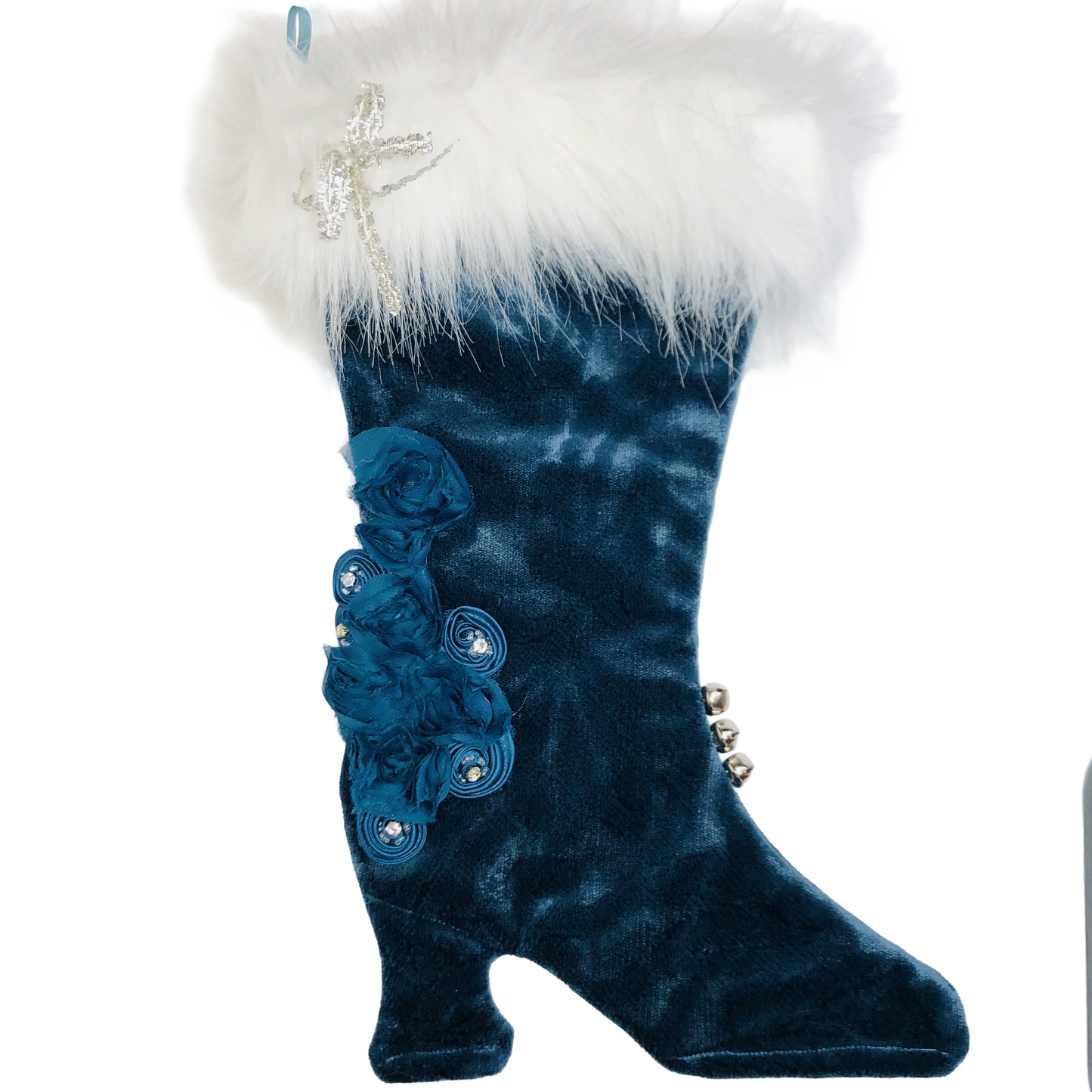 Bas de noël - Style Victorien - Velours turquoise