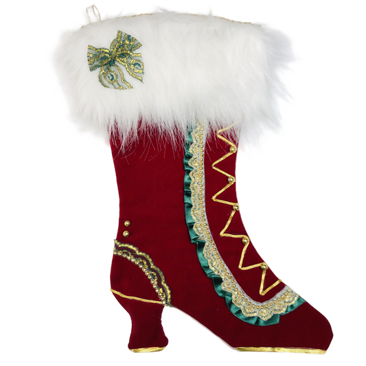 Bas de noël - Style Victorien - Velours rouge