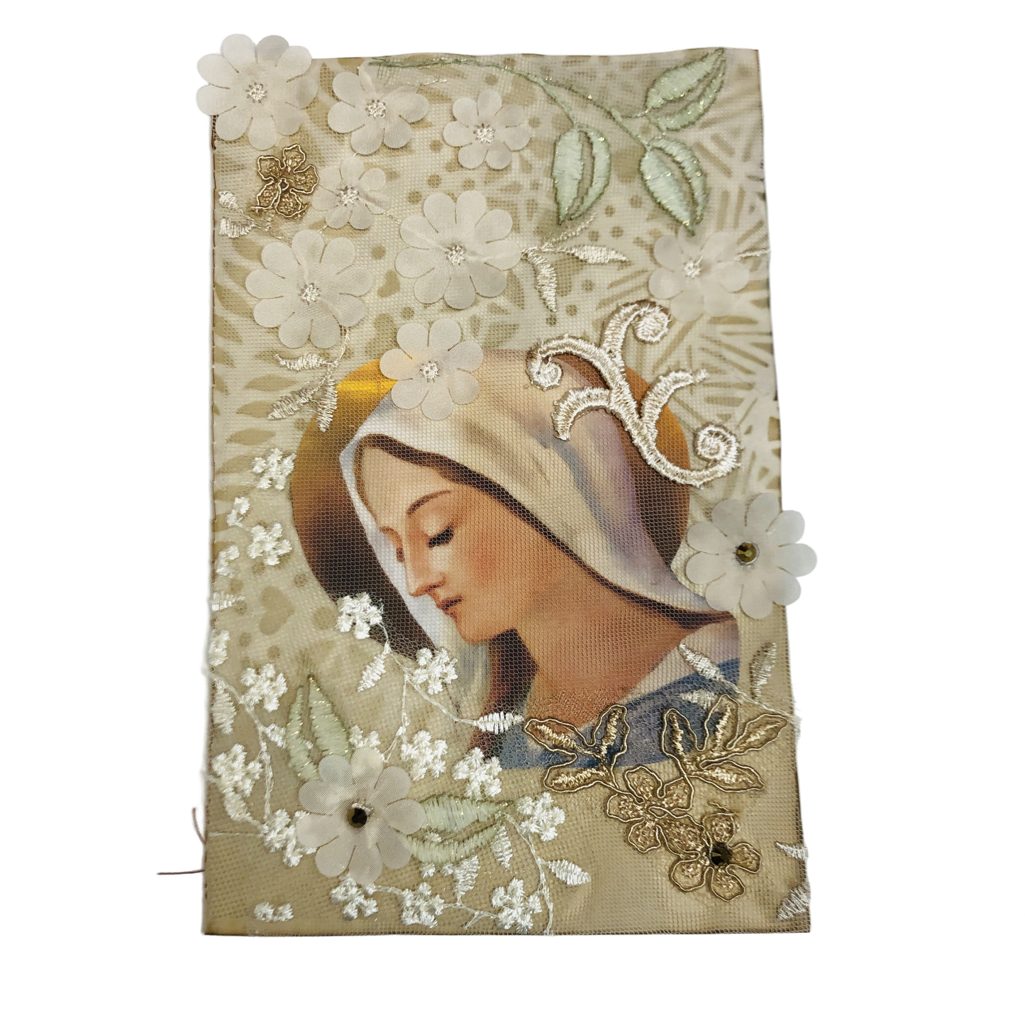 Carnet de pensées - Dentelle imprimée avec image de la Vierge