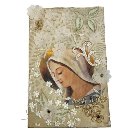 Carnet de pensées - Dentelle imprimée avec image de la Vierge