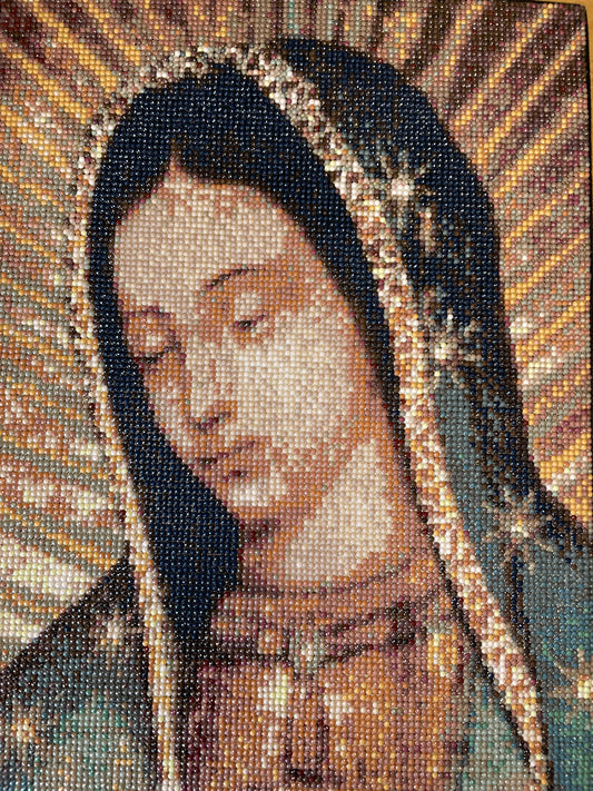 Cadre de la Vierge de Guadaloupe perlée