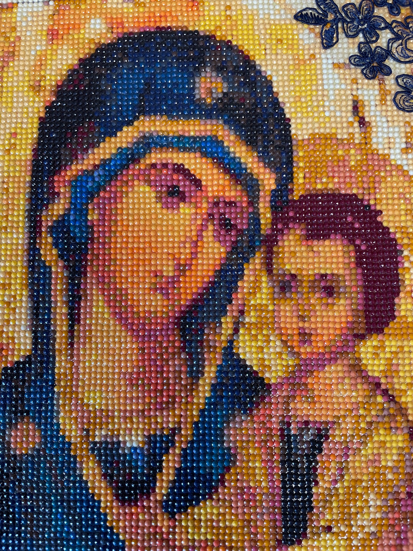 Cadre de la Vierge et l'Enfant perlée Grand format