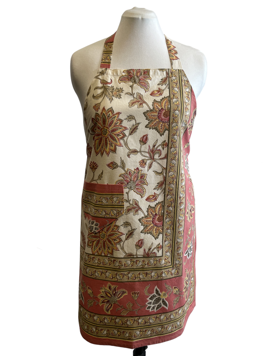 Tablier en coton avec motifs floraux