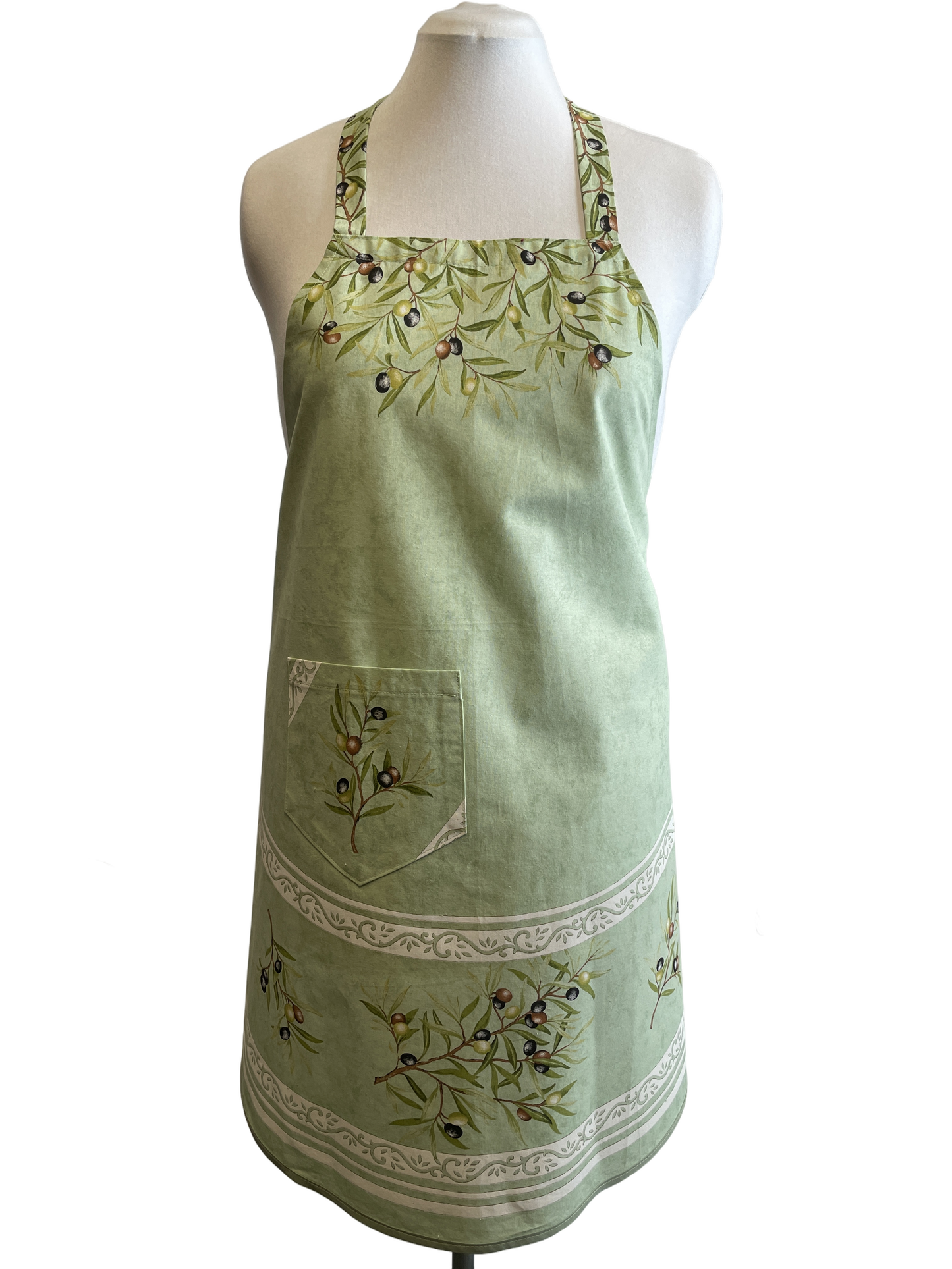 Tablier en coton motifs avec olives