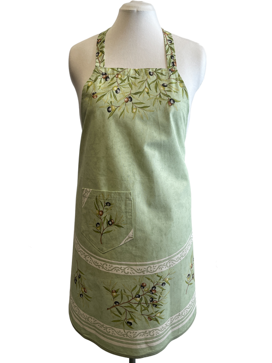 Tablier en coton motifs avec olives